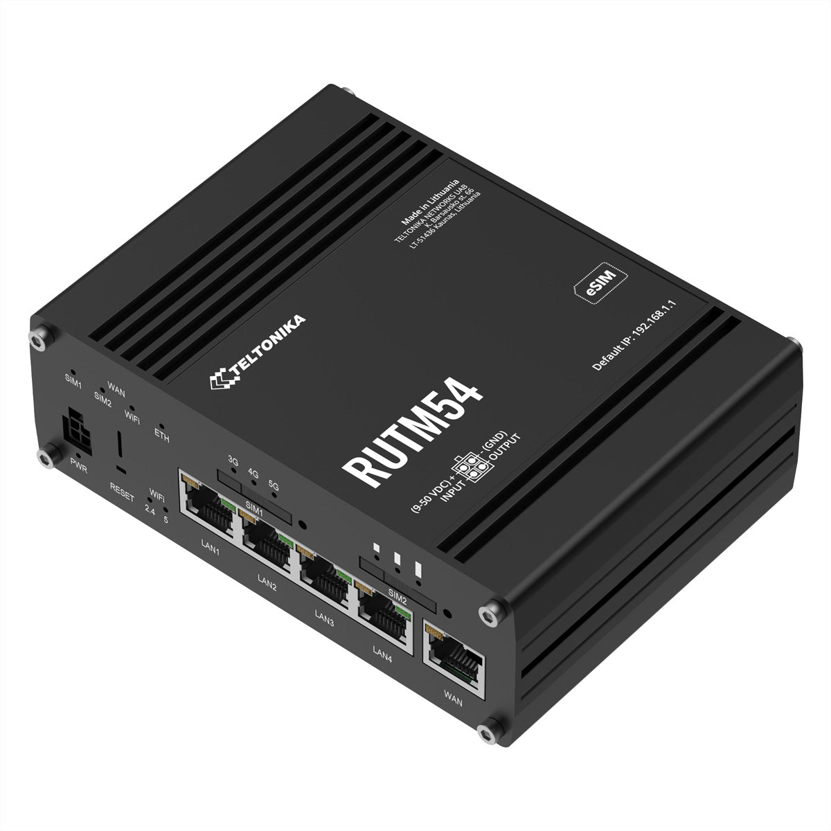 Teltonika RUTM54 WLAN-Router – 5G, Dual-SIM, Wi-Fi 5 (802.11ac), Dual-Band (2,4/5 GHz), 5× 1G