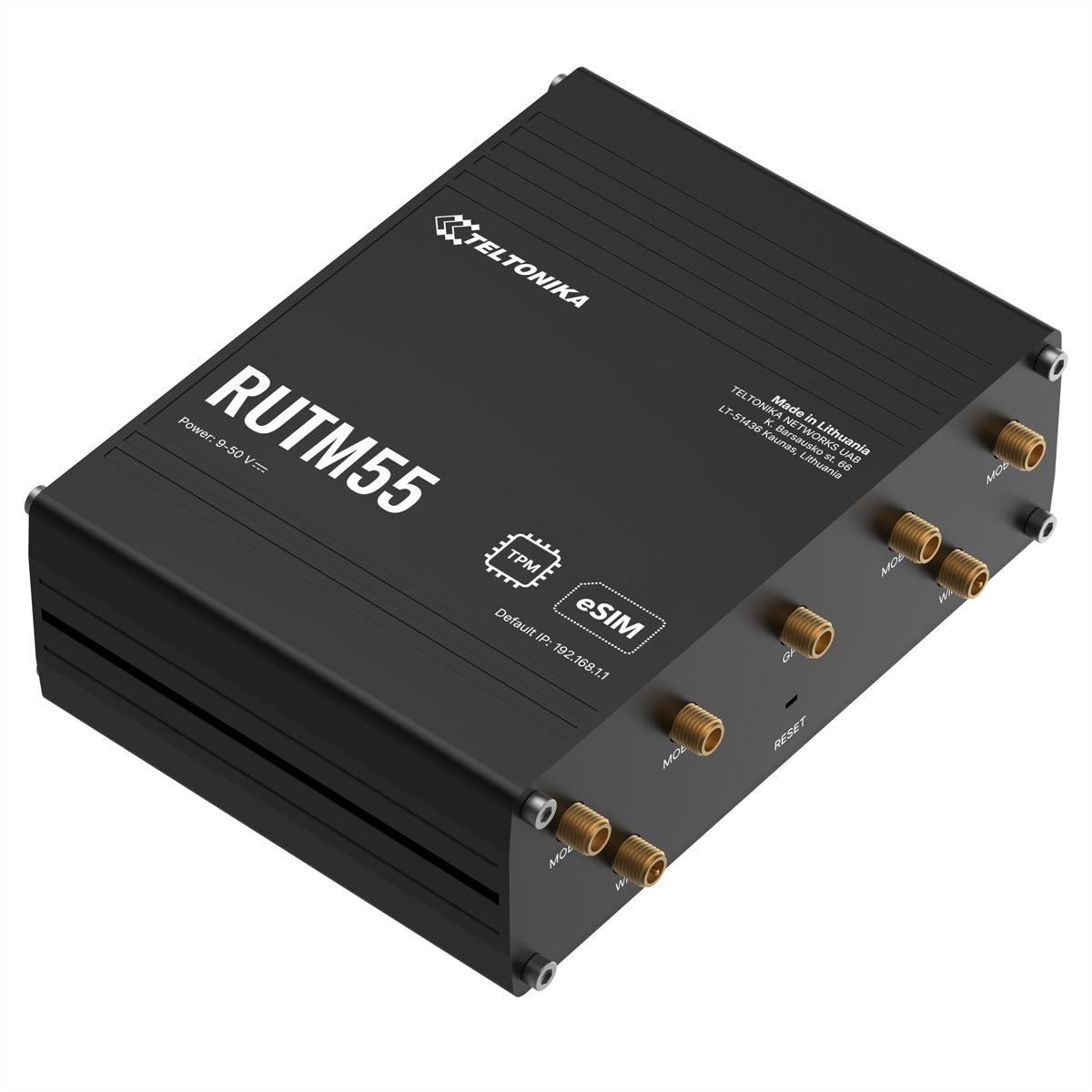 Teltonika RUTM55 – LTE/5G Router, Dual-Band (2,4/5 GHz), bis 3400 Mbit/s, Dual-SIM, eSIM, 4x RJ-45