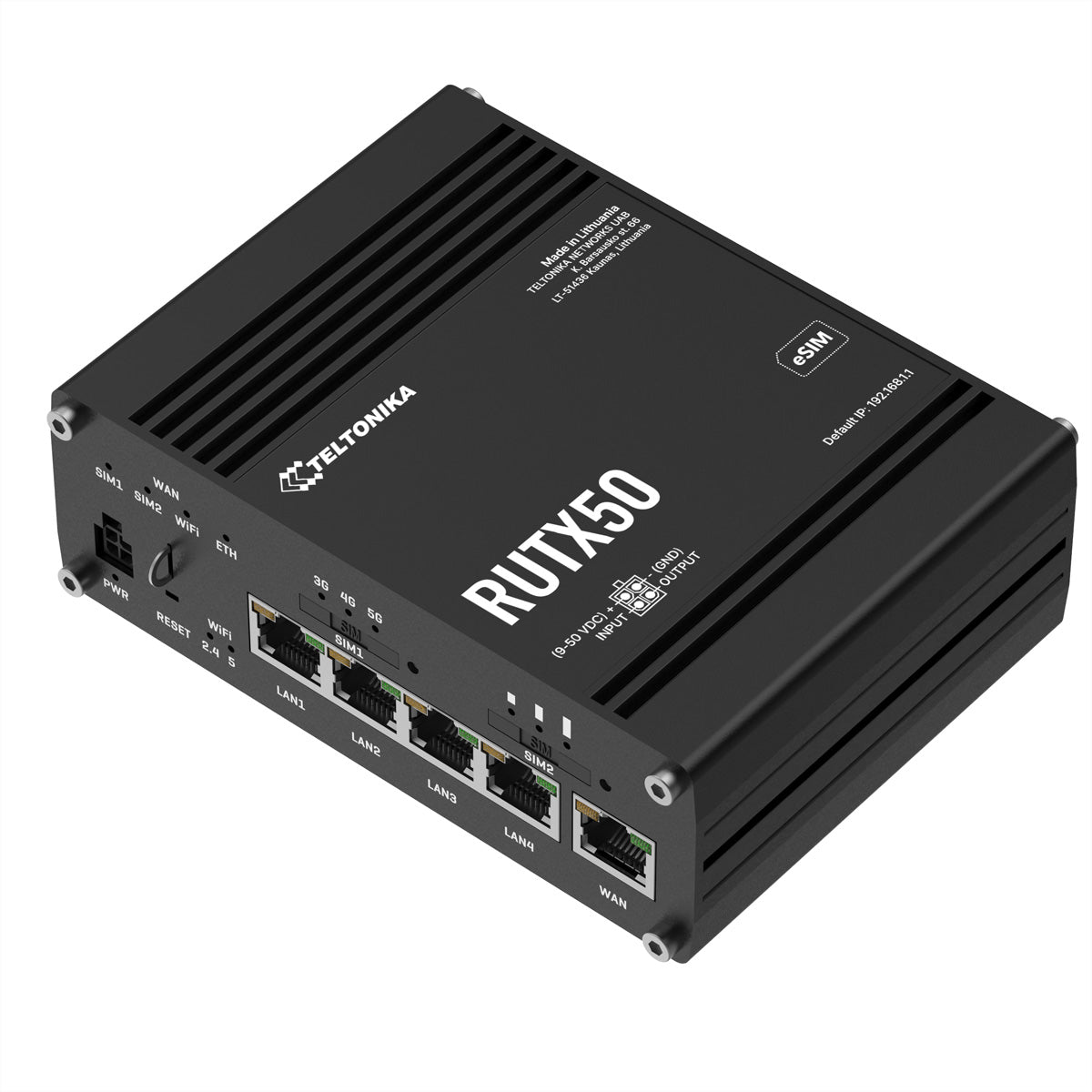 Teltonika RUTX50 – LTE/5G-Router, 5G (SA/NSA), Wi-Fi 5, bis 867 Mbit/s, Dual-SIM (eSIM), 4x RJ-45