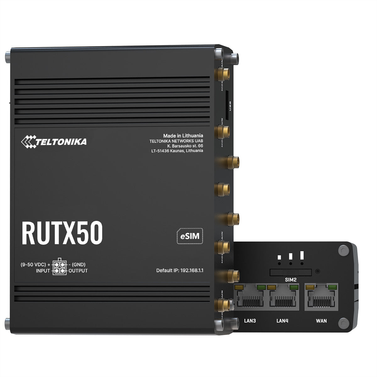 Teltonika RUTX50 – LTE/5G-Router, 5G (SA/NSA), Wi-Fi 5, bis 867 Mbit/s, Dual-SIM (eSIM), 4x RJ-45