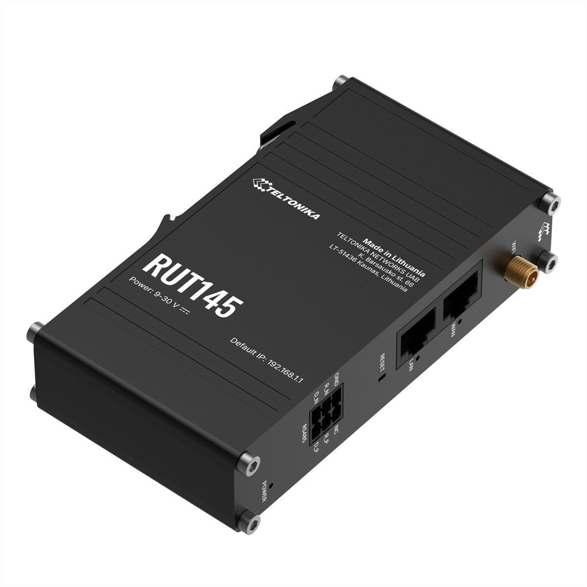 Teltonika RUT145 WLAN-Router – Wi-Fi 4, 2,4 GHz, 2× RJ-45 (10/100), RS-485, DIN-Schiene