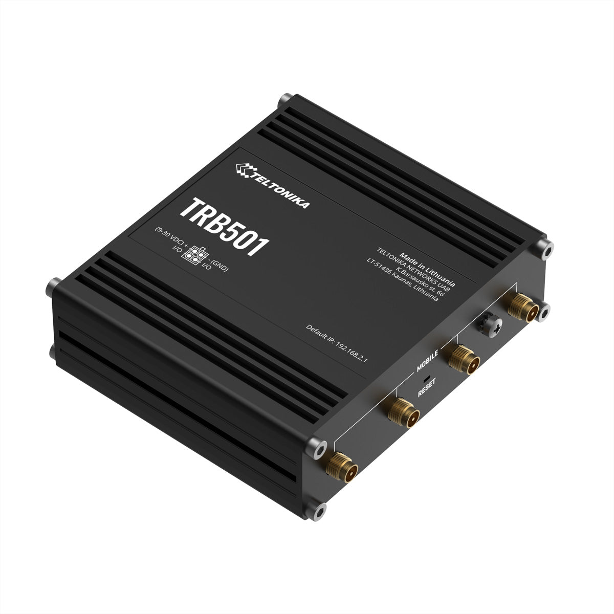 Teltonika TRB501 – Industrielles 5G Gateway – 5G, 1× 2,5G RJ‑45, IP30, schwarz
