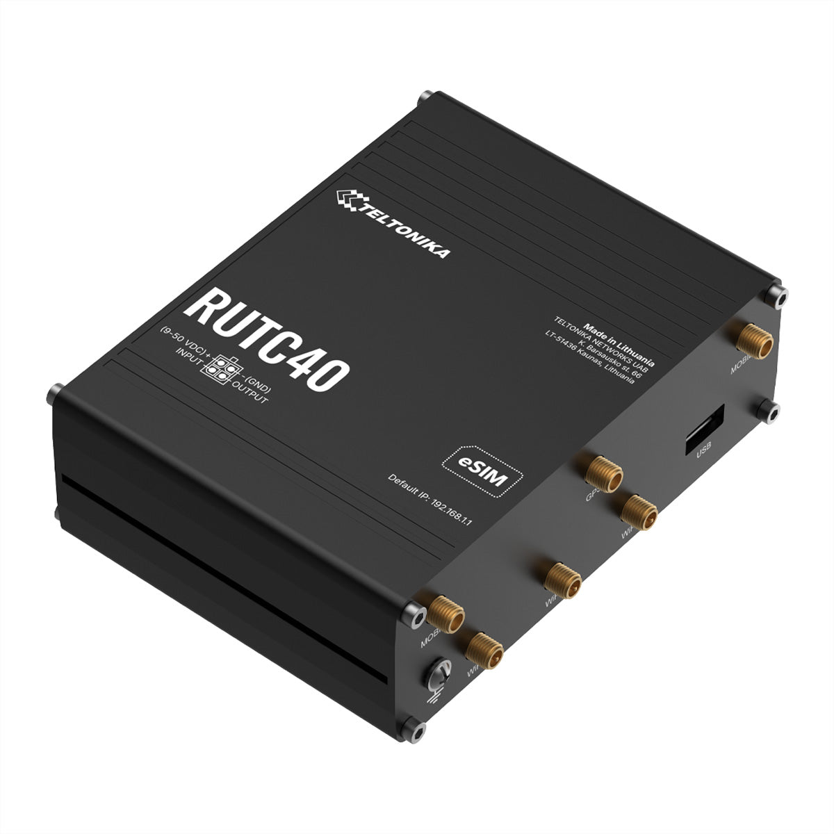 Teltonika RUTC40 WLAN-Router – Wi-Fi 6 (3 Gbit/s), Dual-Band, 4G (Cat 4), 4× 1G LAN, RutOS, schwarz