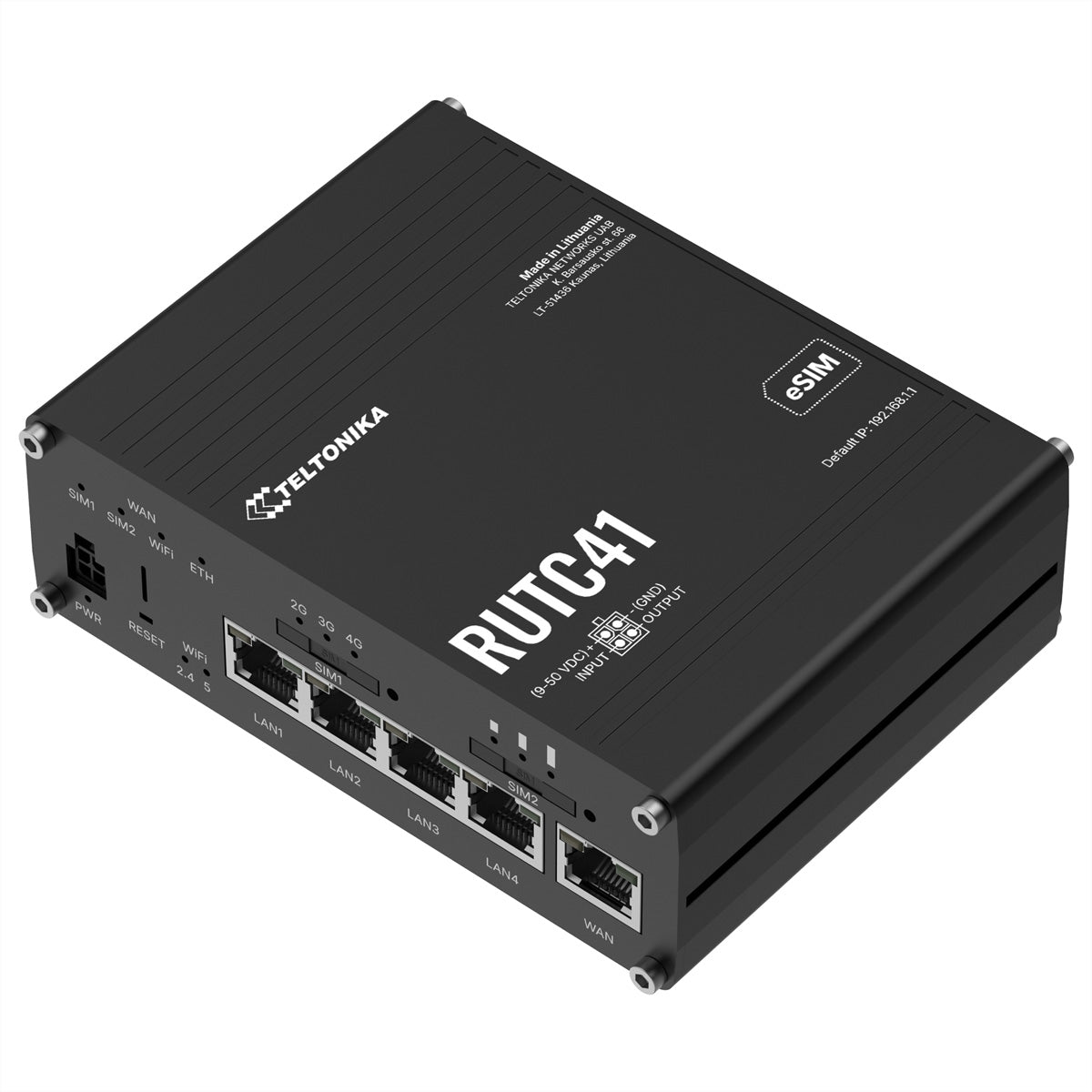 Teltonika RUTC41 VPN-Router – 4G LTE, Wi-Fi 6 Dual-Band, 5× 1G RJ-45, 1× USB, Dual-SIM, Schwarz
