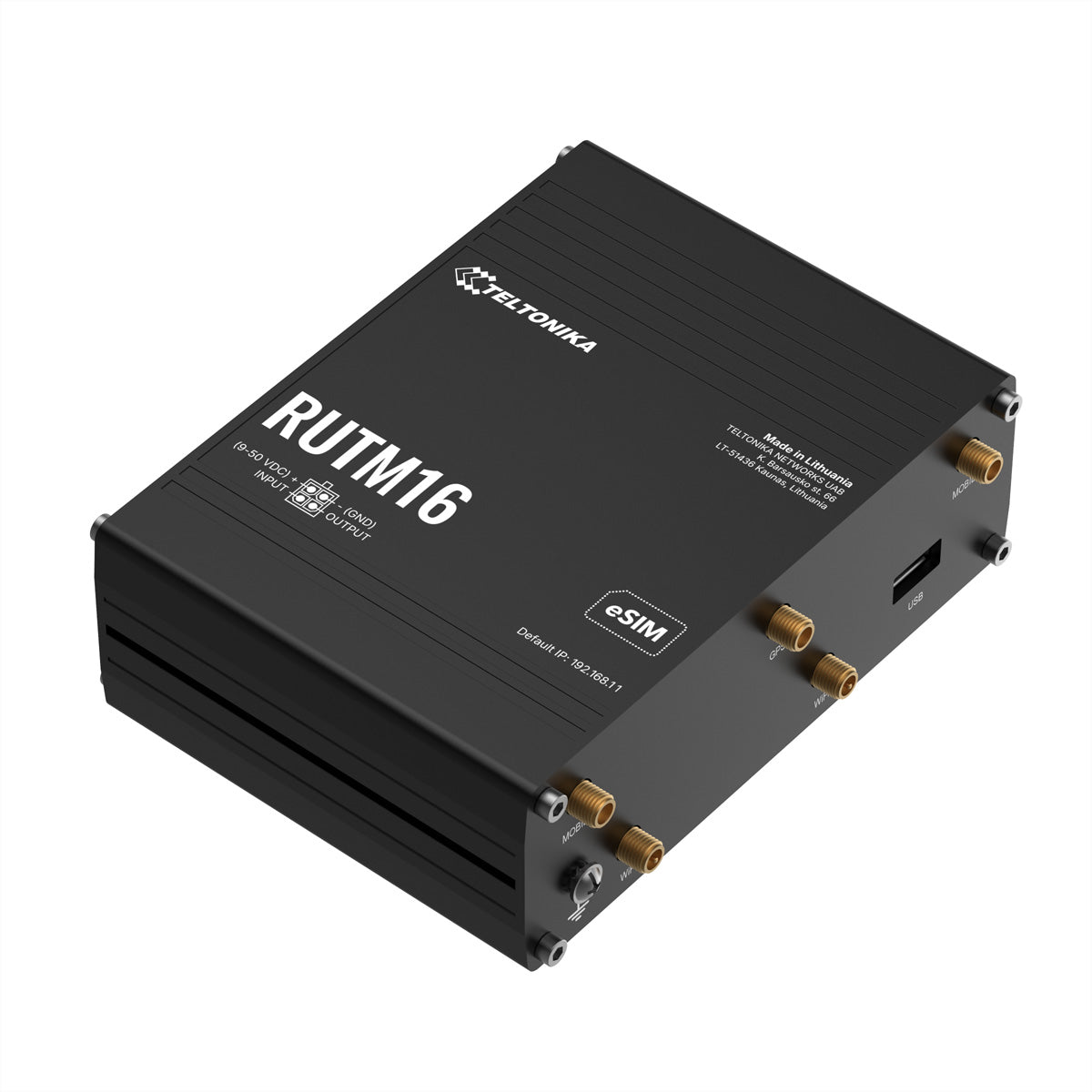 Teltonika RUTM16 WLAN-Router – Wi-Fi 5 (802.11ac), Dual-Band, Cat-6 LTE (eSIM), 4× 1G LAN, RJ-45 WAN
