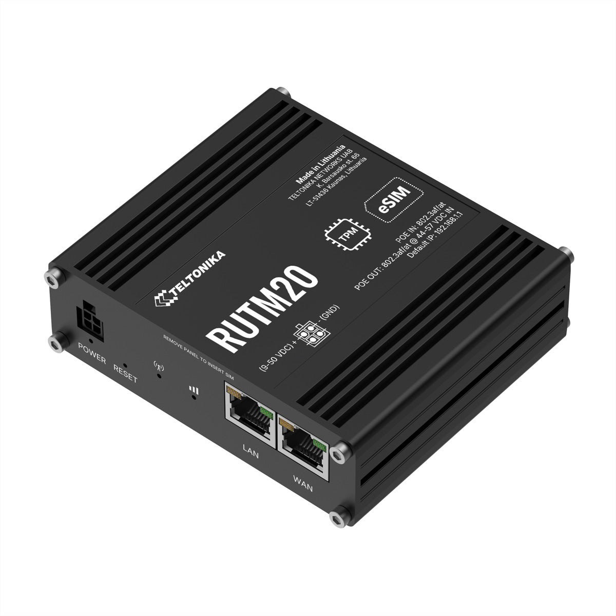 Teltonika RUTM20 WLAN-Router – 5G, Wi-Fi 5 (802.11ac), Dual-Band, 1× 1G LAN, PoE-Passthrough, Dual-SIM & eSIM