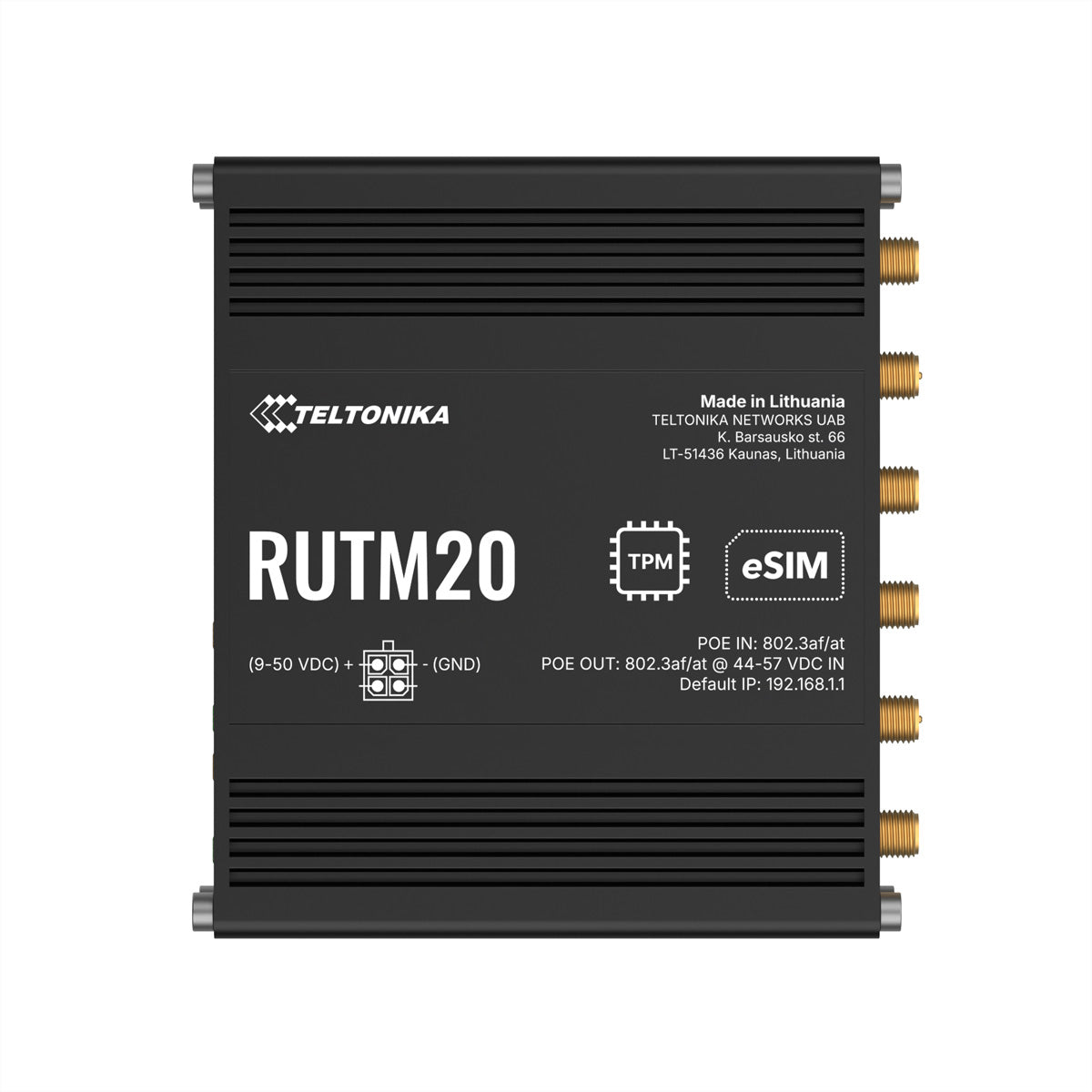 Teltonika RUTM20 WLAN-Router – 5G, Wi-Fi 5 (802.11ac), Dual-Band, 1× 1G LAN, PoE-Passthrough, Dual-SIM & eSIM