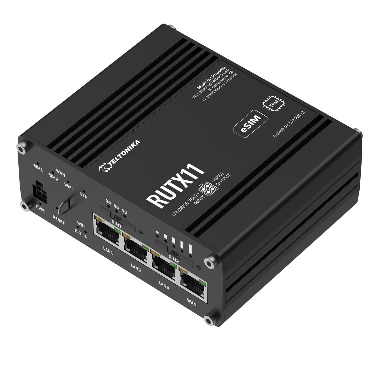 Teltonika RUTX11 – 4G Router, Wi-Fi 5, Dual-Band (2,4/5 GHz), bis 300 Mbit/s, 4× GbE, Dual SIM (eSIM), Schwarz