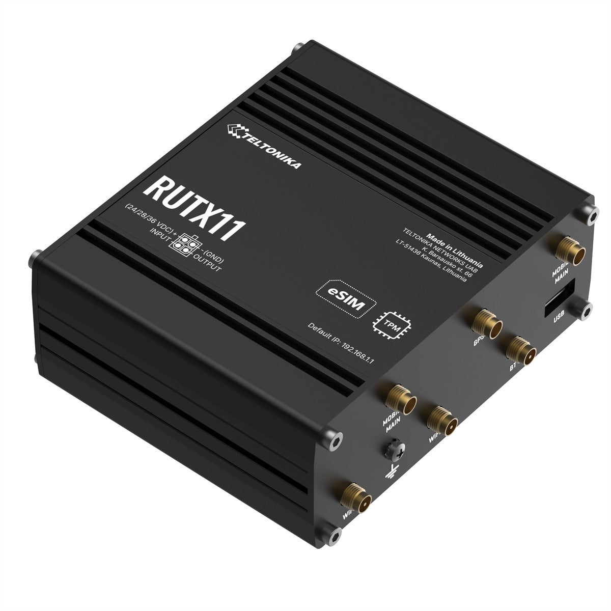 Teltonika RUTX11 – 4G Router, Wi-Fi 5, Dual-Band (2,4/5 GHz), bis 300 Mbit/s, 4× GbE, Dual SIM (eSIM), Schwarz