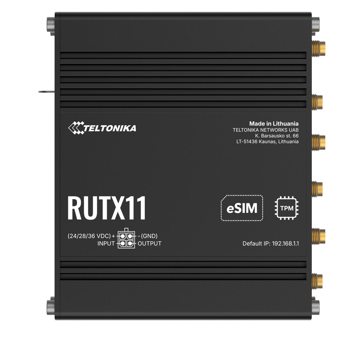 Teltonika RUTX11 – 4G Router, Wi-Fi 5, Dual-Band (2,4/5 GHz), bis 300 Mbit/s, 4× GbE, Dual SIM (eSIM), Schwarz
