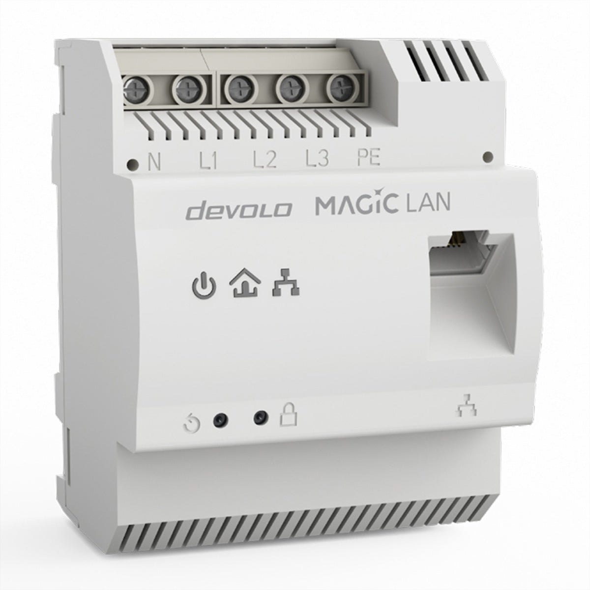 Devolo Magic 2 LAN DINschiene – Powerline Adapter – 2,4 Gbit/s, 1× 2,5G RJ‑45, Weiss