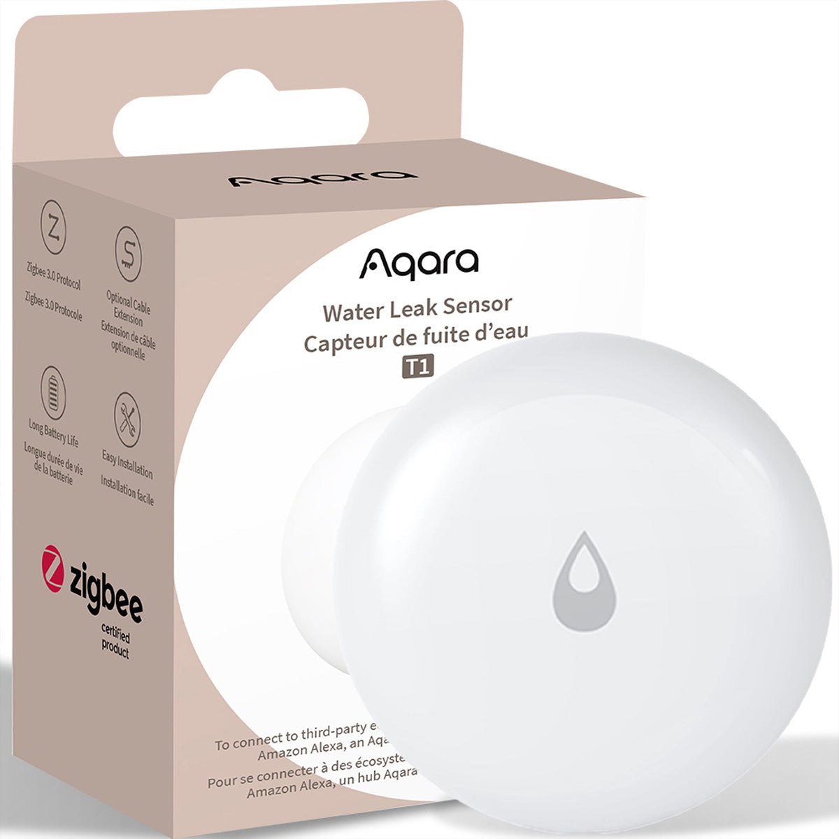 Aqara T1 – Wassermelder/Leckagesensor, WLAN, IP67, CR2032 (24 Monate) – Weiss, für Aqara Home