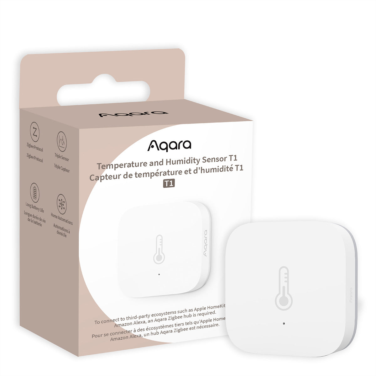 Aqara Luft- & Feuchtesensor T1 – Sensor – Kabellos, Innenbereich, Genauigkeit 0,6 °C – für Aqara