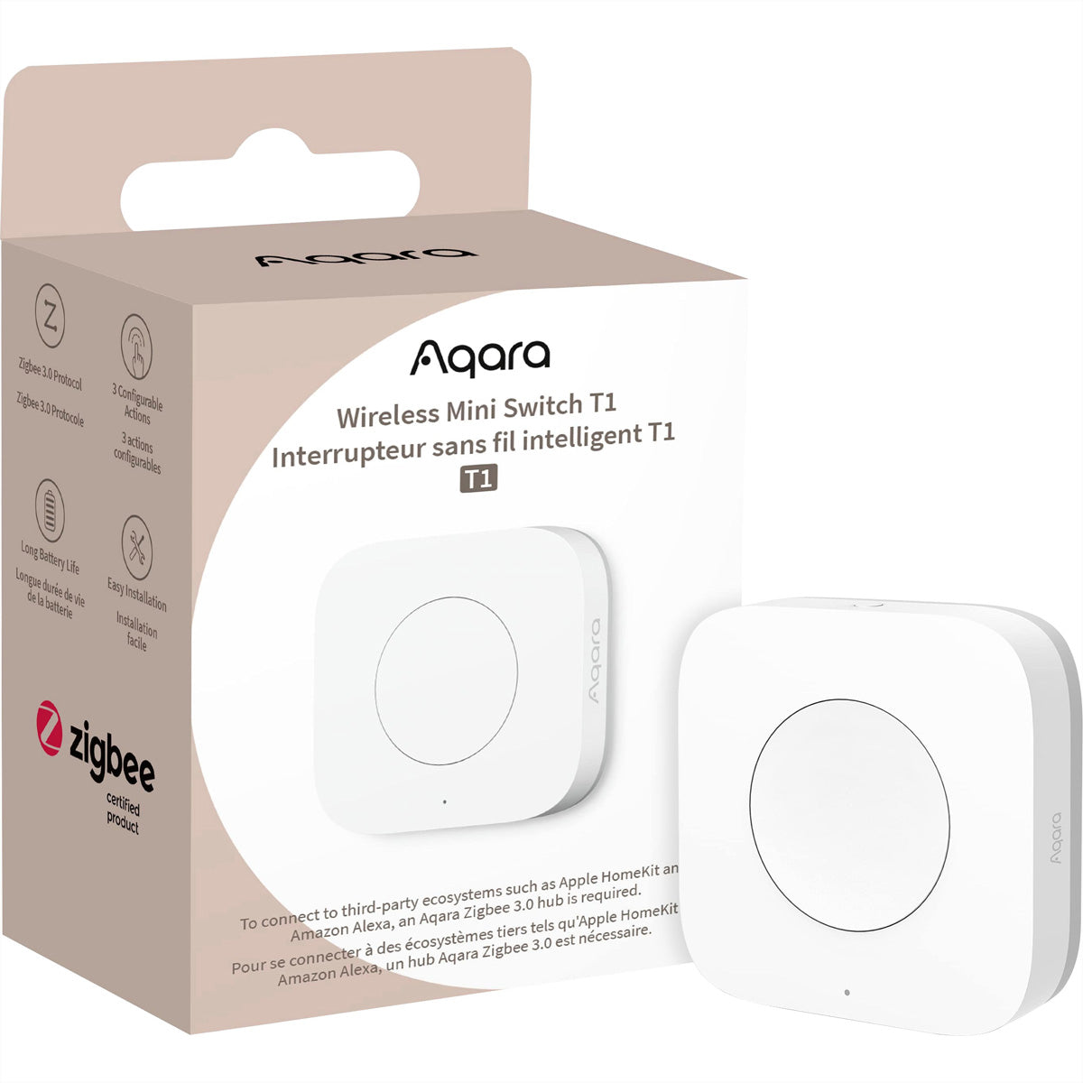 Aqara Mini T1 – Smart-Taster – Zigbee – für HomeKit, Alexa