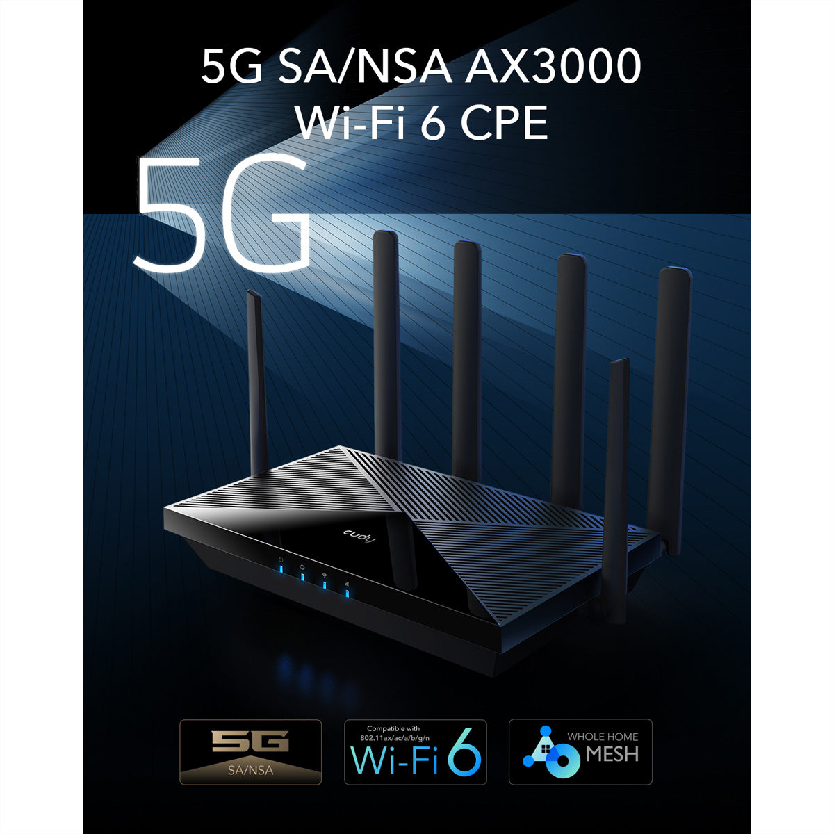 Cudy P5_EU WLAN-Router – Wi-Fi 6 (AX3000), Dual-Band (2,4/5 GHz), 4× 1G, 5G (Sub6 SA/NSA)