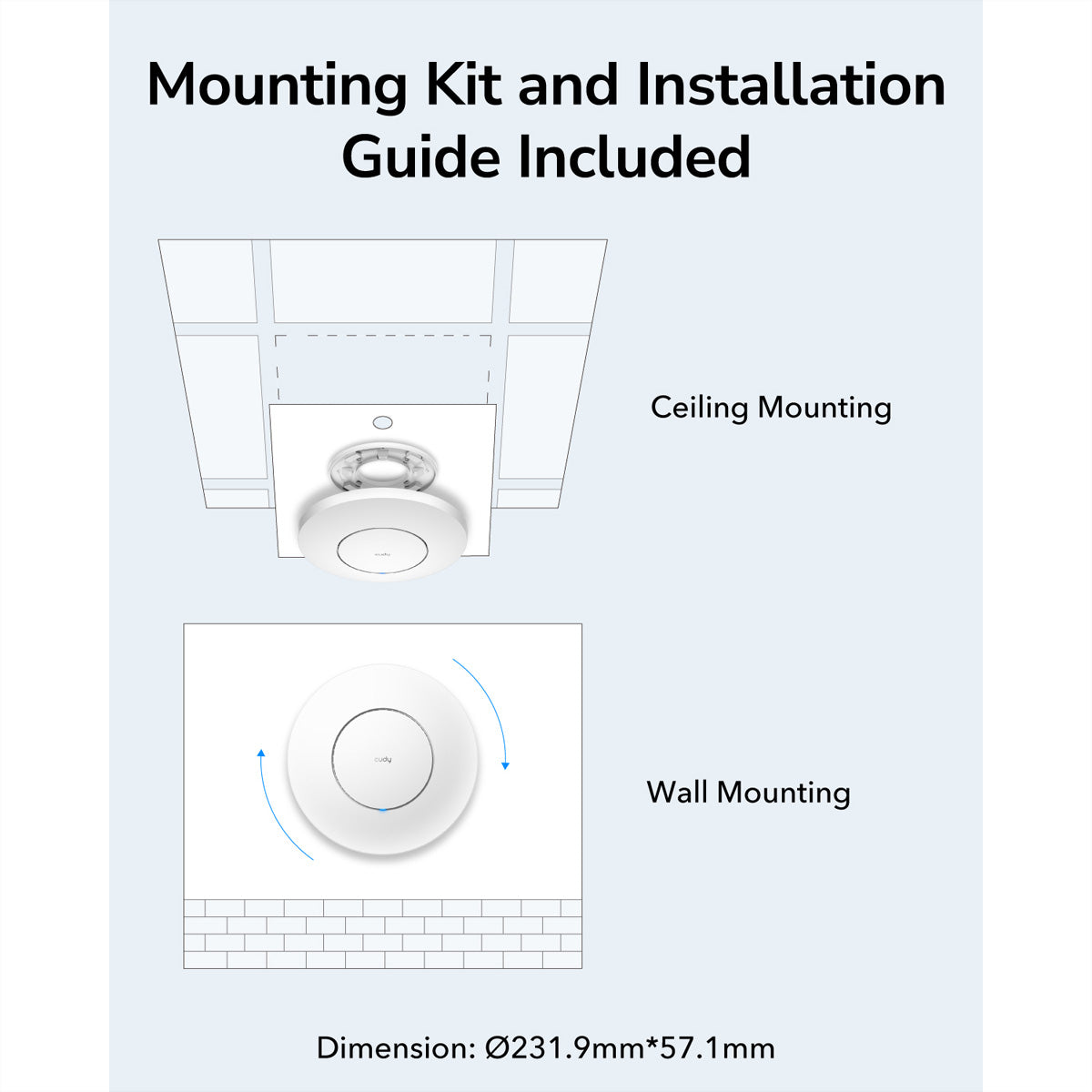Cudy AP1300 Access Point – Wi‑Fi 5 (AC1200), Dual‑Band (2,4/5 GHz), 1× Gigabit RJ‑45, PoE 802.3af/at (passiv)