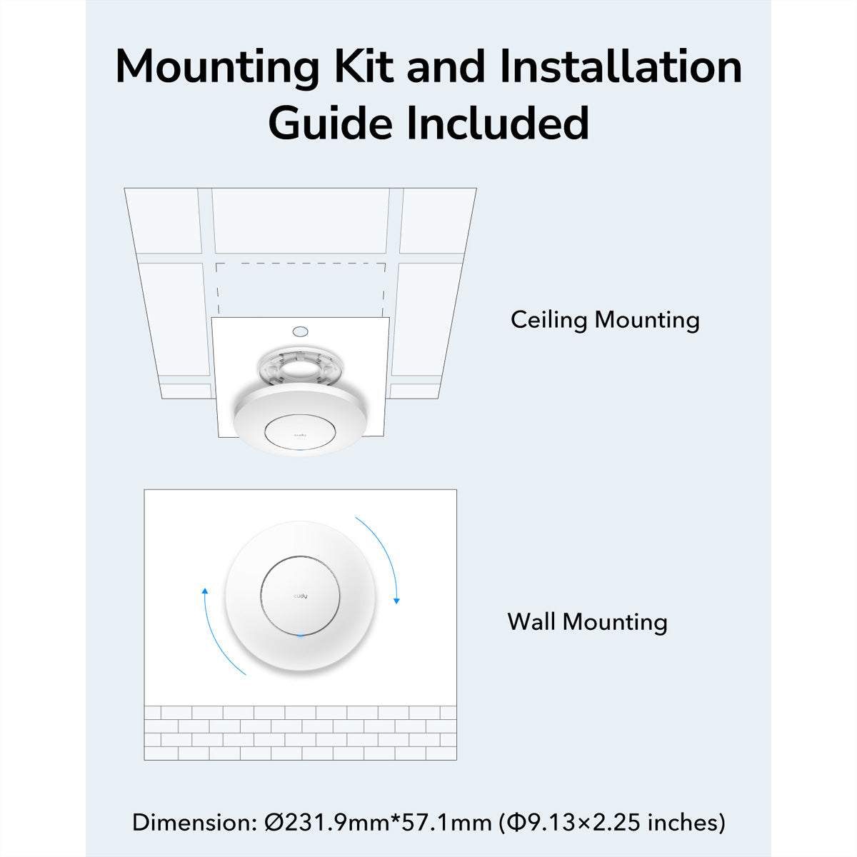 Cudy AP3000 – Access Point – Wi‑Fi 6 (2,4/5 GHz), 3,0 Gbit/s, 2,5GbE, PoE+, Wand/Decke
