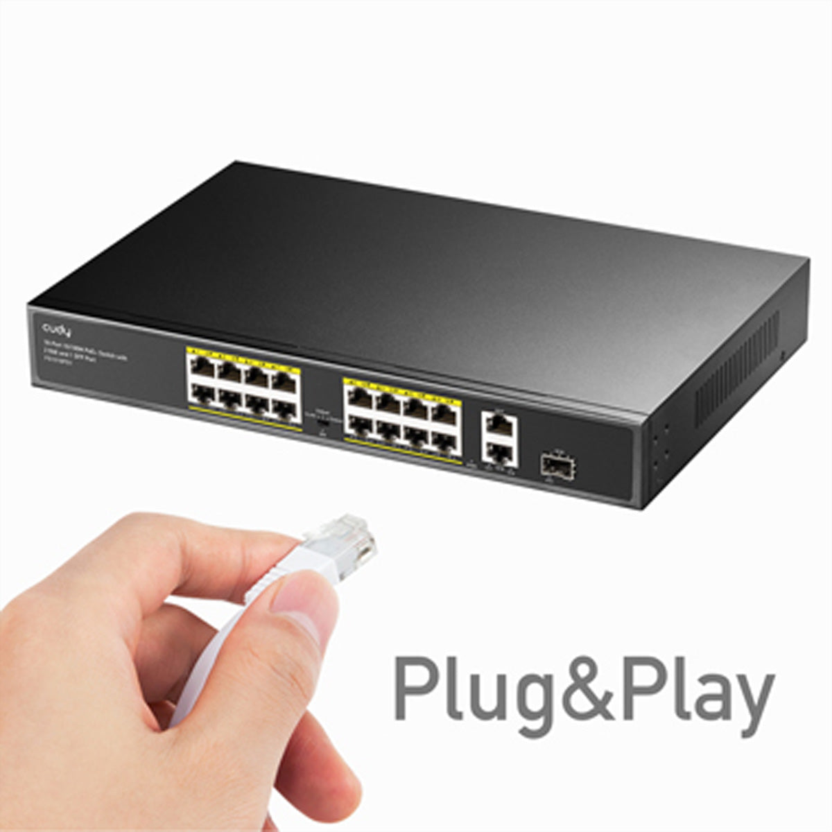 Cudy FS1018PS1 – Managed Switch – 16×10/100, 2×GbE, 1×SFP, PoE+ 200 W, 1U