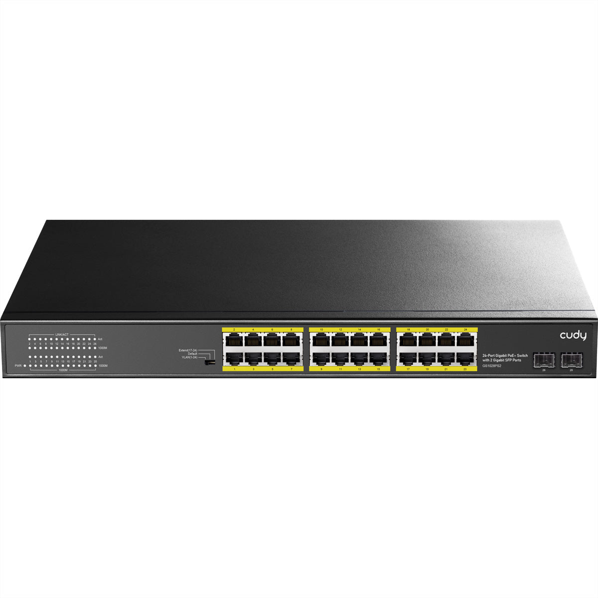 Cudy GS1028PS2 – Switch – 24× 1G, 2× SFP, PoE+, PoE-Budget 300 W, 19", 1U