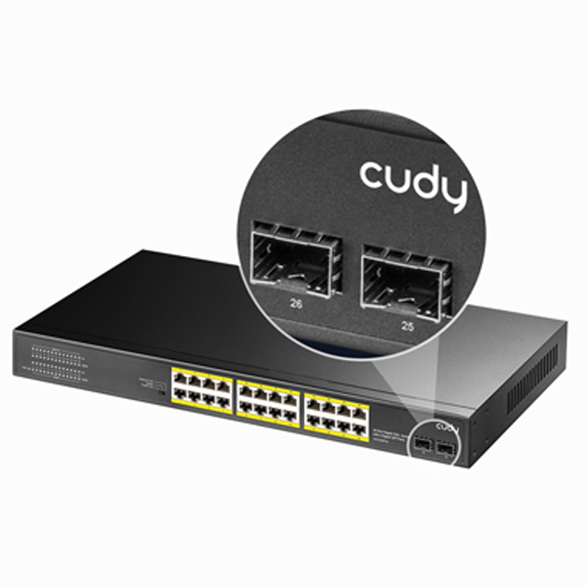 Cudy GS1028PS2 – Switch – 24× 1G, 2× SFP, PoE+, PoE-Budget 300 W, 19", 1U