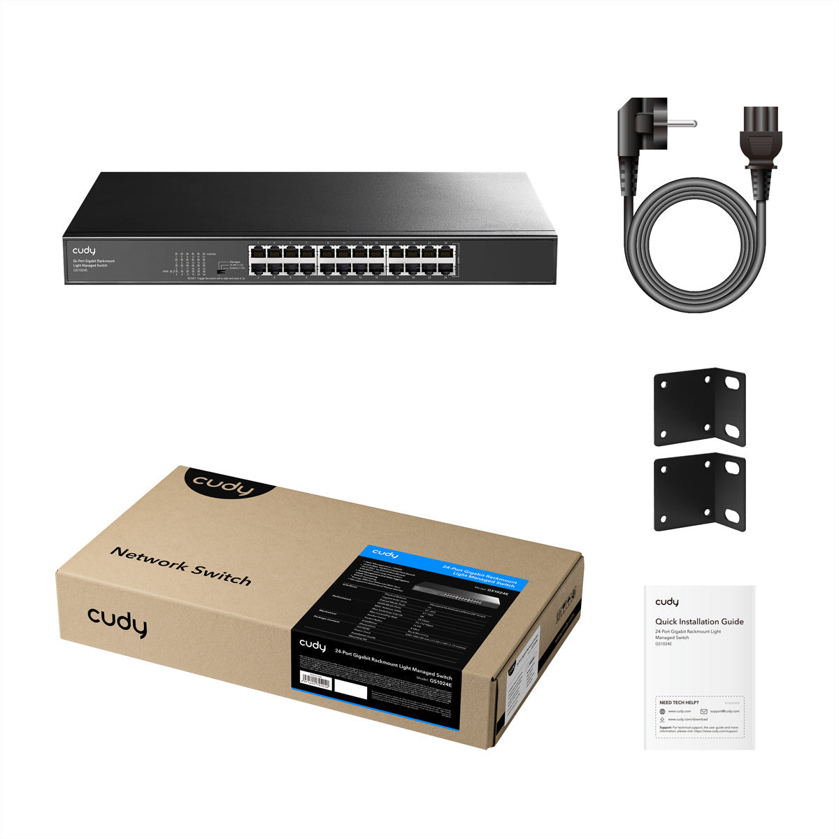 Cudy GS1024E – Managed Switch – 24×GbE, 19" Rack