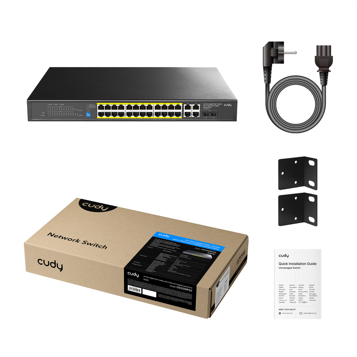 Cudy GS1018PS2 – Switch – 18×GbE, 2×SFP, PoE+ 200 W, 19" Rack