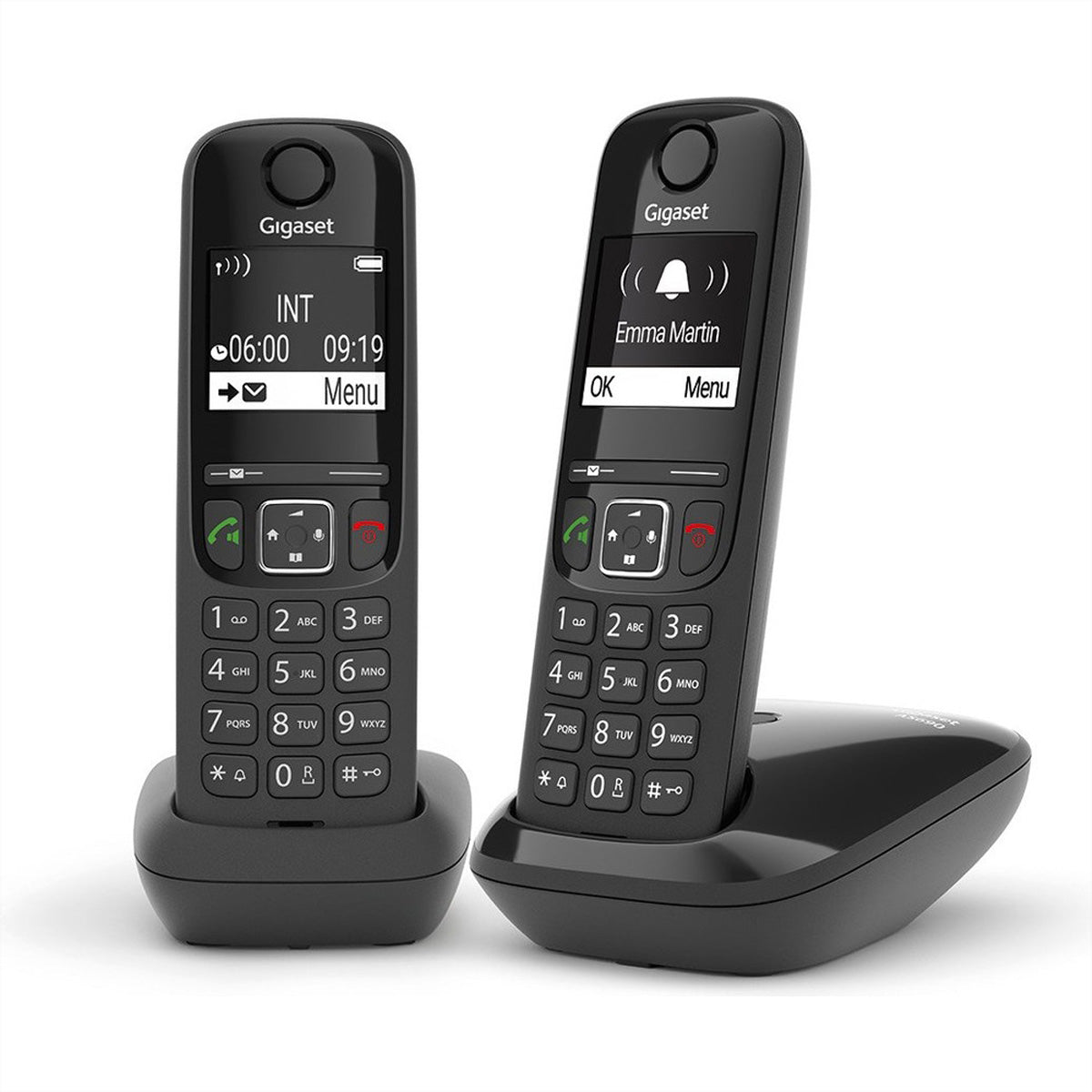 Gigaset AS690 Duo – DECT-Telefon mit Basis, 2" Display, Freisprechen, Anrufer-ID, schwarz