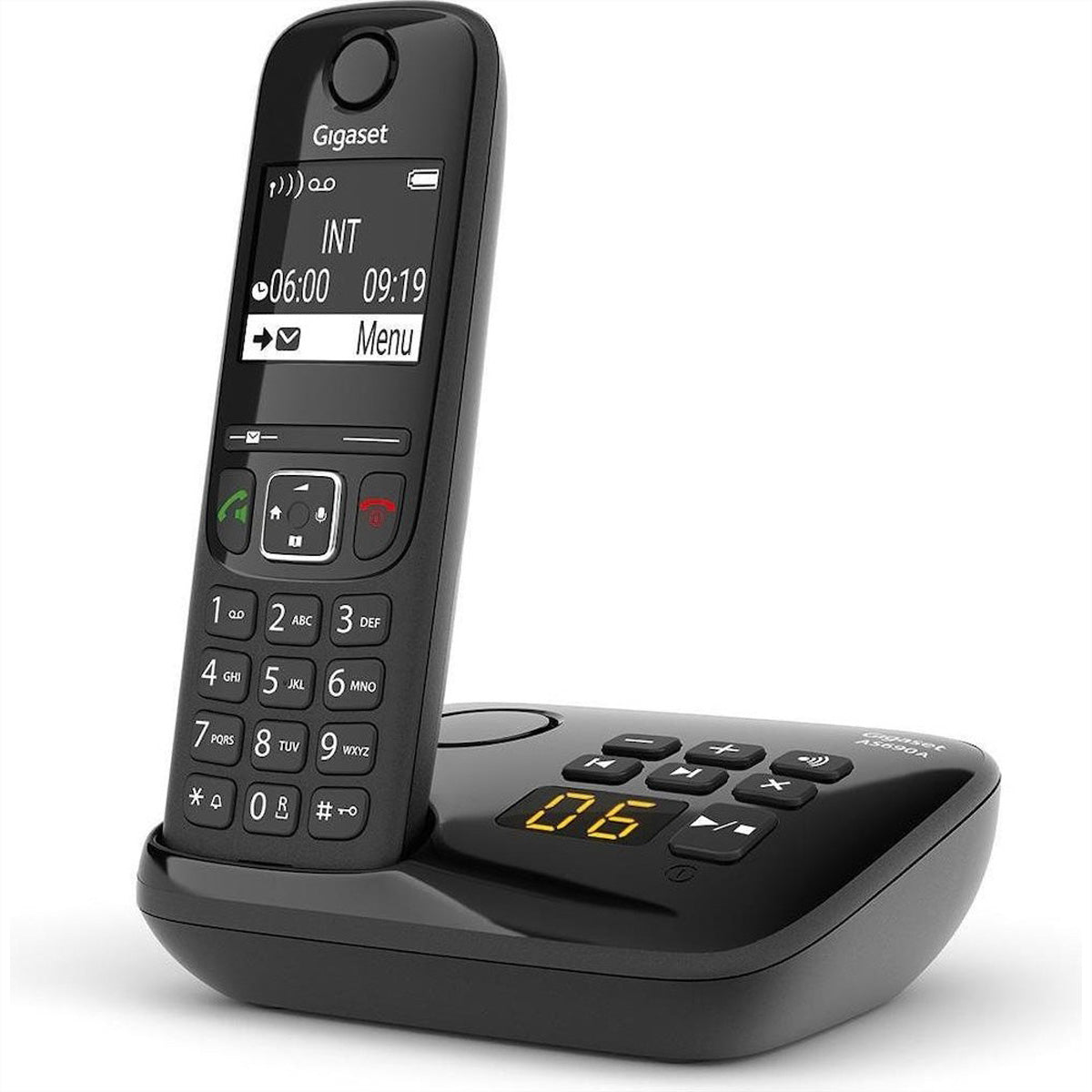 Gigaset AS690 A – DECT-Telefon, freisprechen, mit AB, 2" Display, schwarz