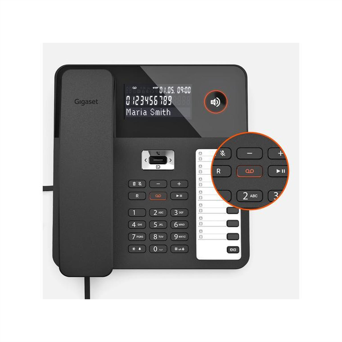 Gigaset DESK 800 A – DECT-Telefon, mit Anrufbeantworter, Freisprechen, Schwarz