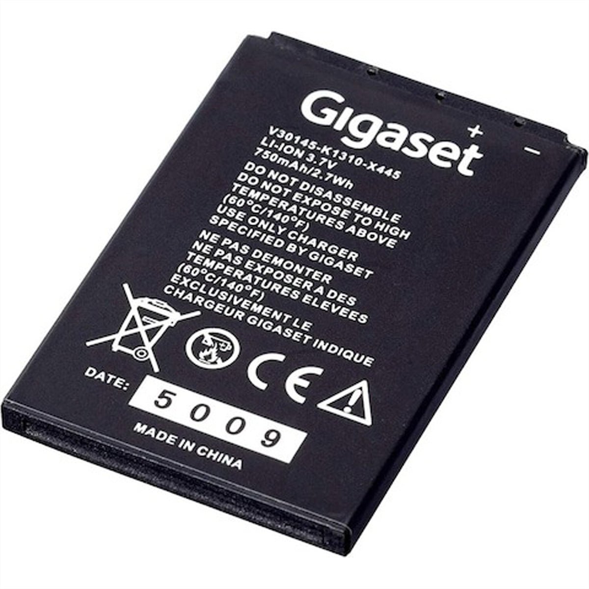 Gigaset Ersatzakku SL450 – 3,7 V 750 mAh, für Gigaset SL400H/SL78H/SL450H u. a., schwarz