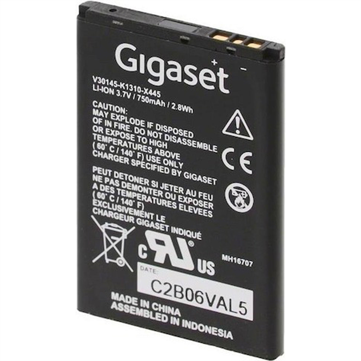 Gigaset Ersatzakku SL450 – 3,7 V 750 mAh, für Gigaset SL400H/SL78H/SL450H u. a., schwarz