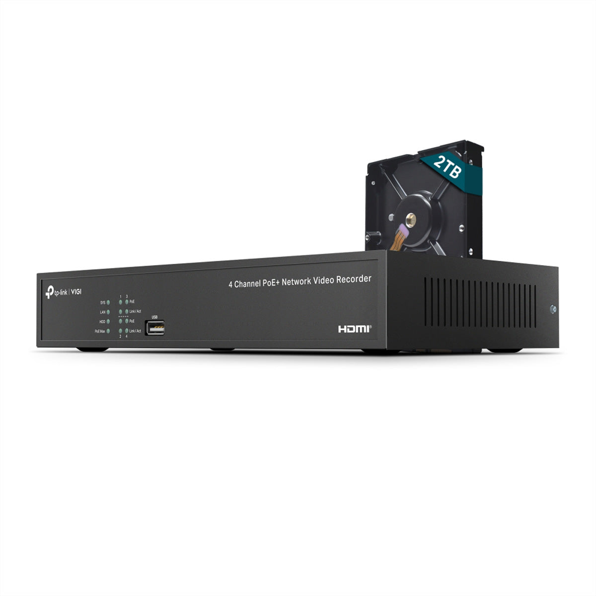TP-Link VIGI NVR1004H-4P-2TB – 4K – PoE – 2 TB HDD – 4 Kanäle