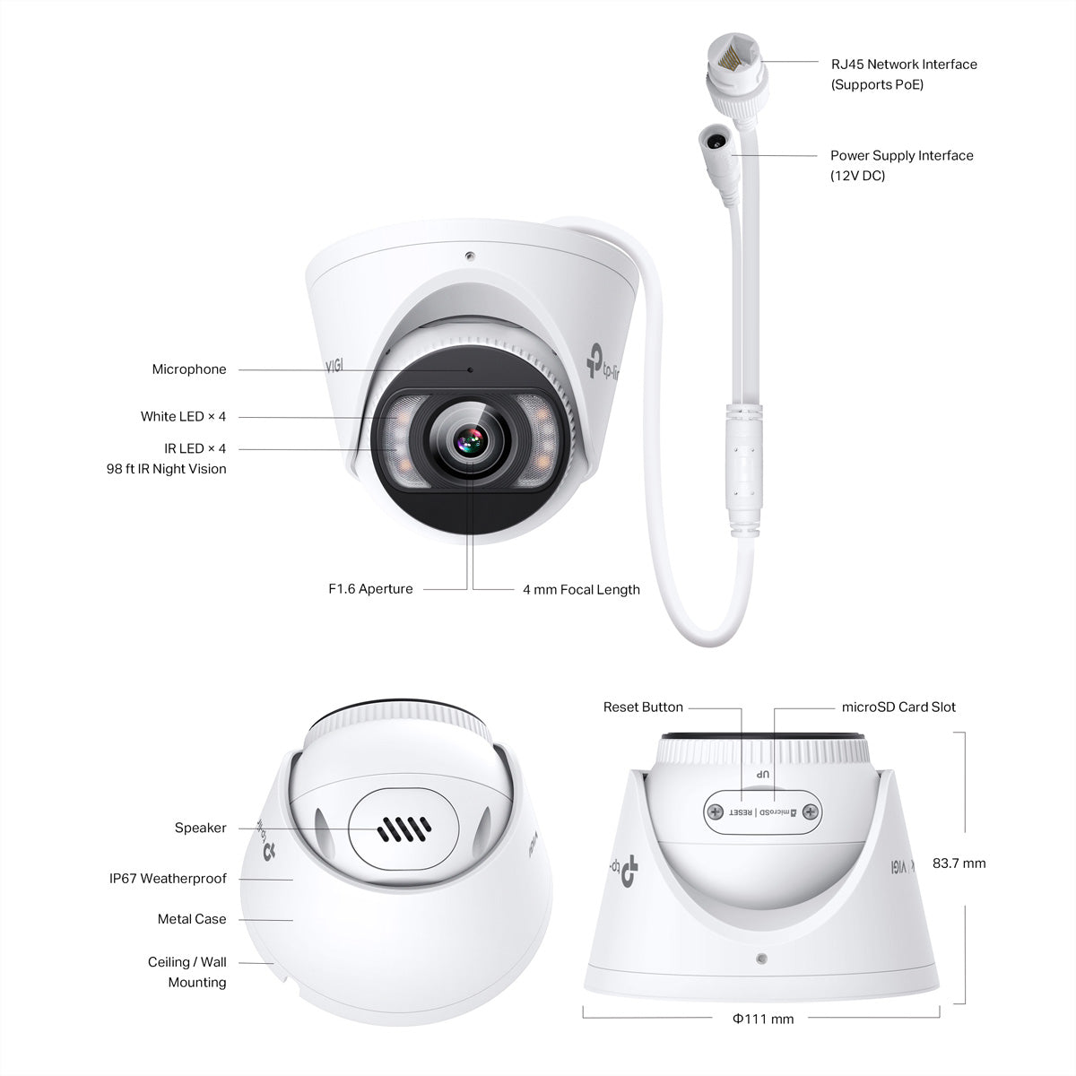 TP-Link VIGI InSight S485 Turret – 4K – 2,8 mm – PoE – IP67