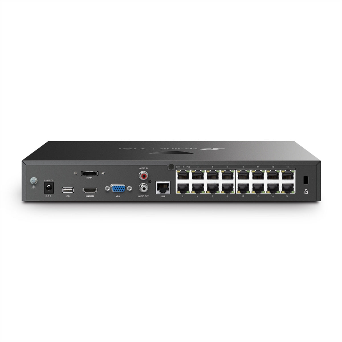 TP-Link VIGI NVR2016H-16MP – 19" Rackmount/Tower – 16 Kanäle – 4K HDMI – 16× PoE (140 W)