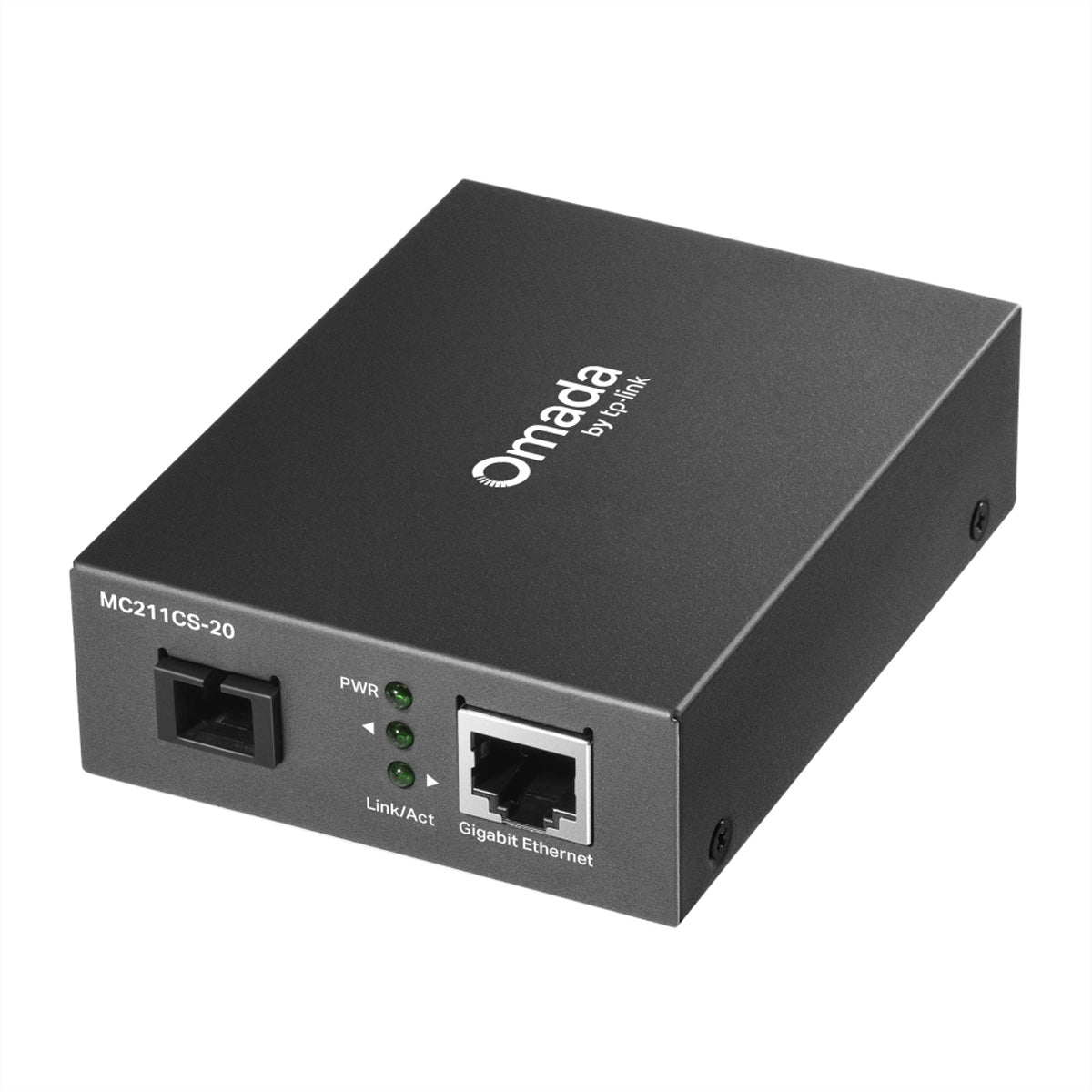 TP-Link Omada MC211CS-20 Medienkonverter SC/UPC zu RJ-45 – 1 Gbit/s, Singlemode 1310 nm, WDM, 20 km – Schwarz