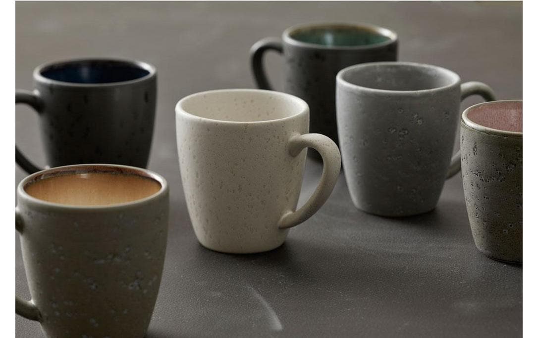BITZ Kaffeetasse – 6er Set, 190 ml, Ø 6,8 cm, Steinzeug, Schwarz/Grün, spülmaschinenfest, mikrowellengeeignet