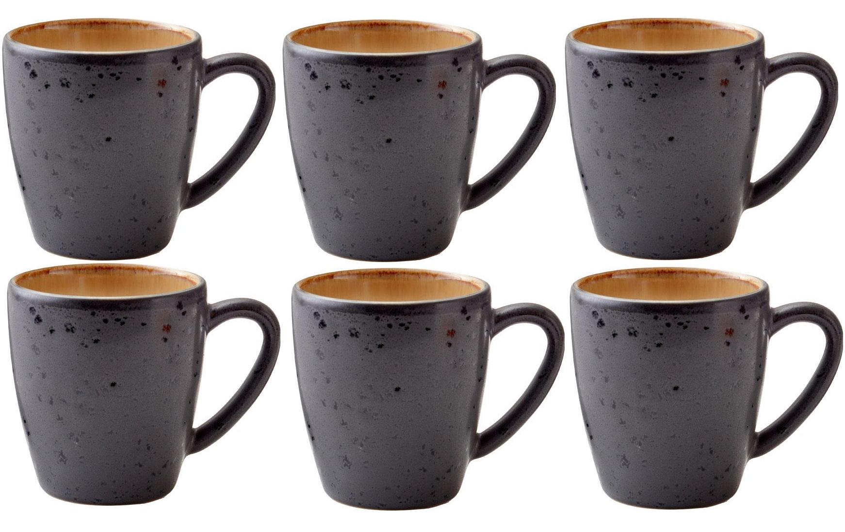 BITZ Kaffeetasse – 6er Set, 190 ml, Ø 6,8 cm, Steinzeug, spülmaschinenfest, mikrowellengeeignet