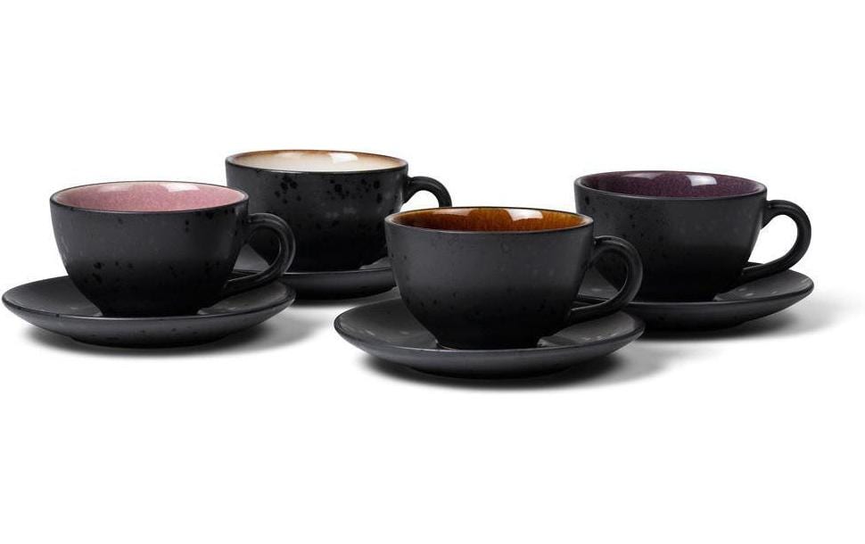 BITZ Kaffeetasse – 4er Set, 240 ml, Ø 10 cm, Steinzeug, Schwarz, spülmaschinenfest, mikrowellengeeignet