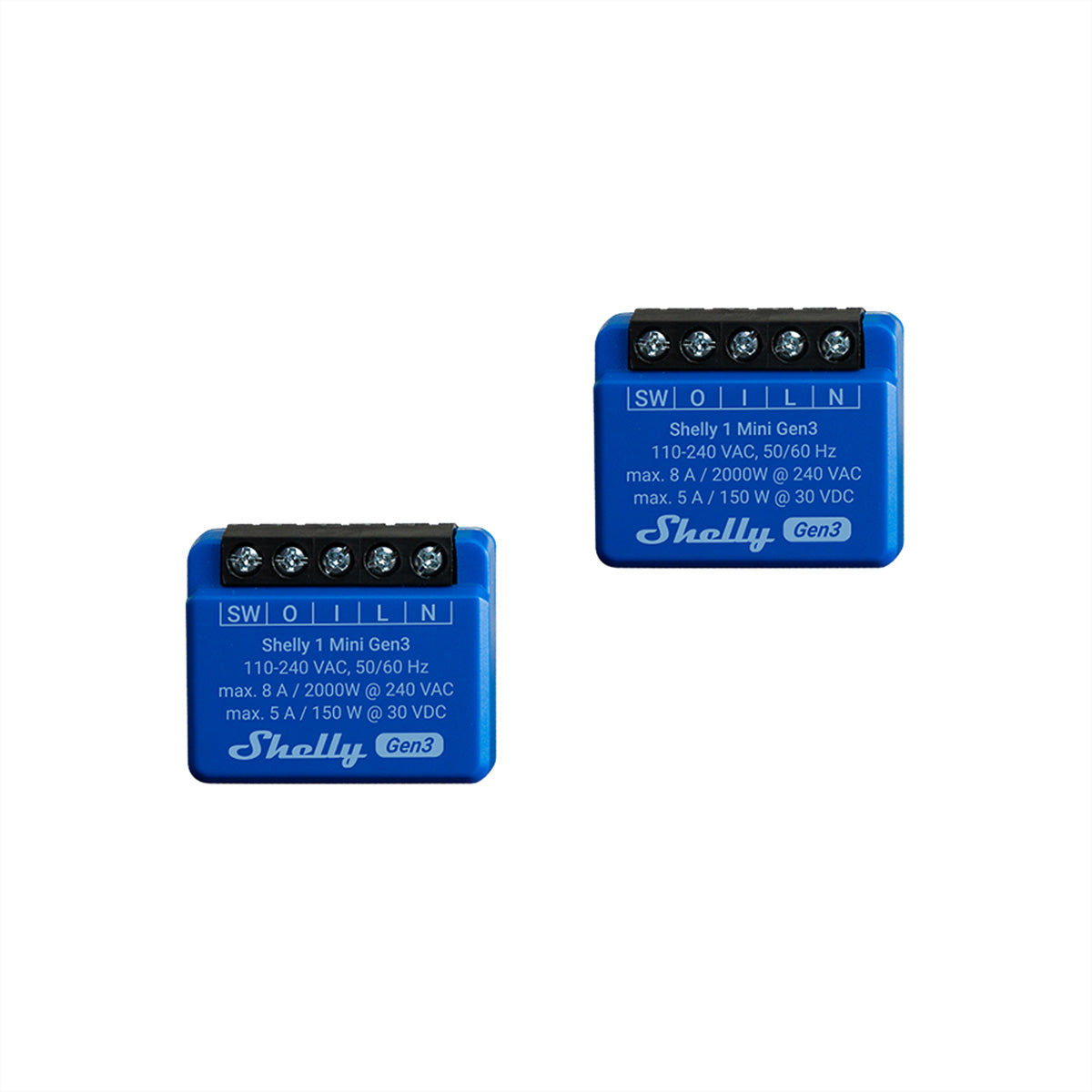 Shelly 1 Mini Gen3 – Schaltaktor – WLAN, Bluetooth, 8 A – für Alexa, Google Assistant – 2er-Set