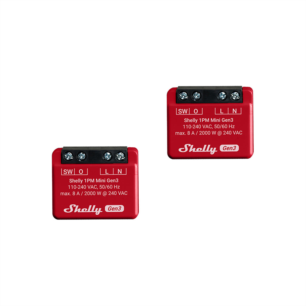 Shelly Mini Gen3 1PM – Schaltaktor – WLAN, Bluetooth, 8 A – für Amazon Alexa, Google Assistant – 2er-Set