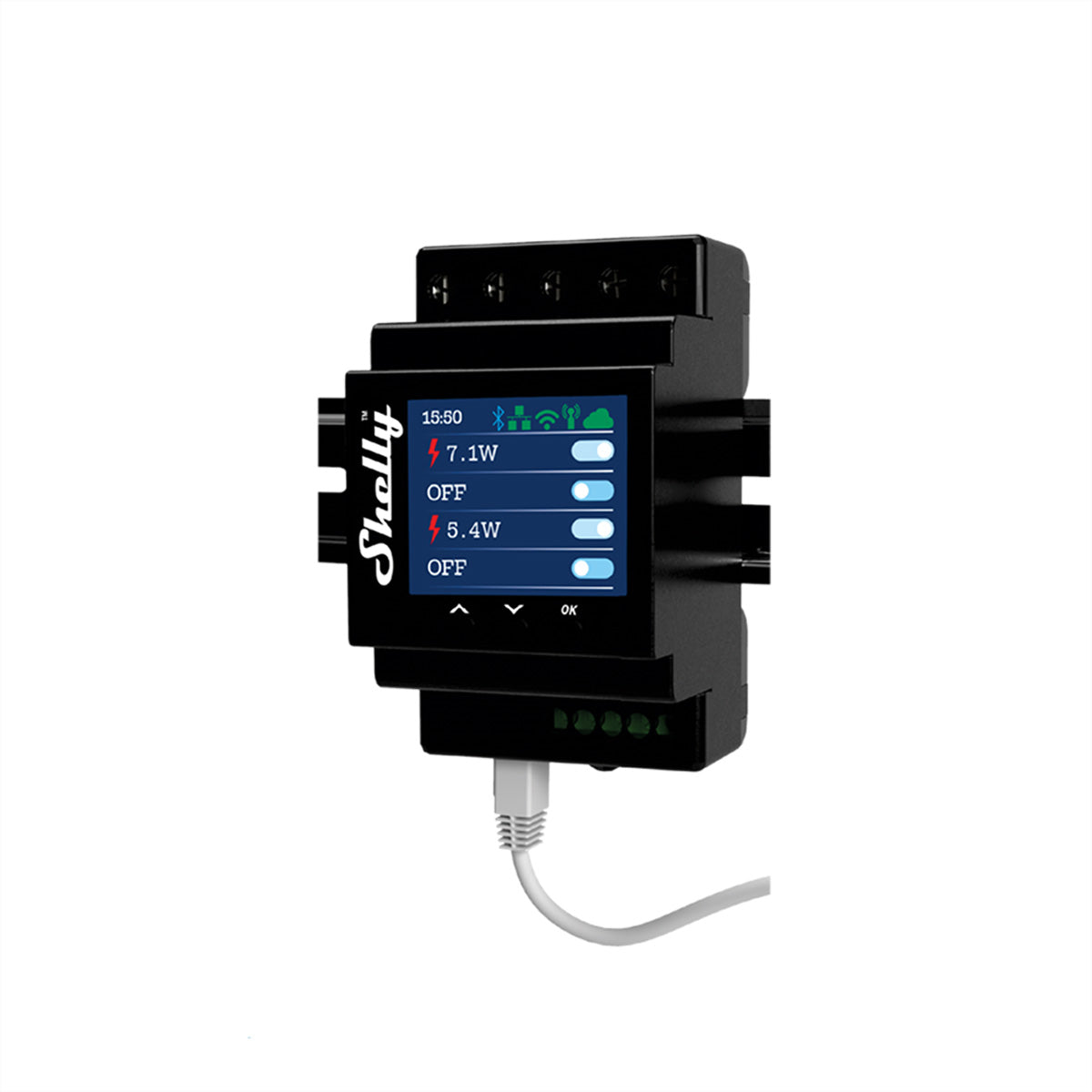 Shelly Pro 4PM – Schaltaktor – LAN, WLAN, Bluetooth, 4 Ausgänge (16 A), Leistungsmessung – für KNXnet/IP