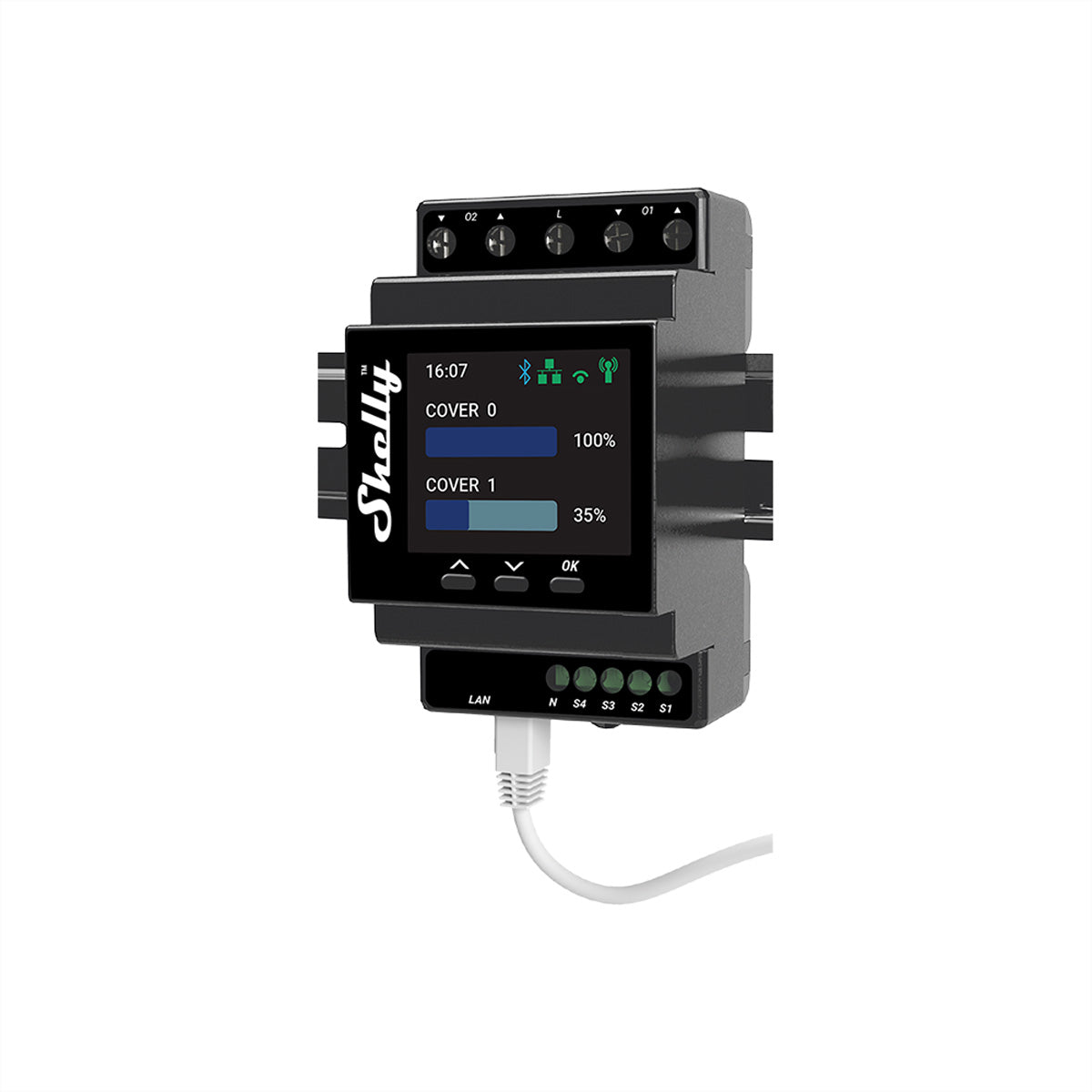 Shelly Pro Dual Cover PM – Zubehör – 2-Kanal, 16 A, WLAN/LAN/Bluetooth – für Rollläden, Garagentore, Markisen