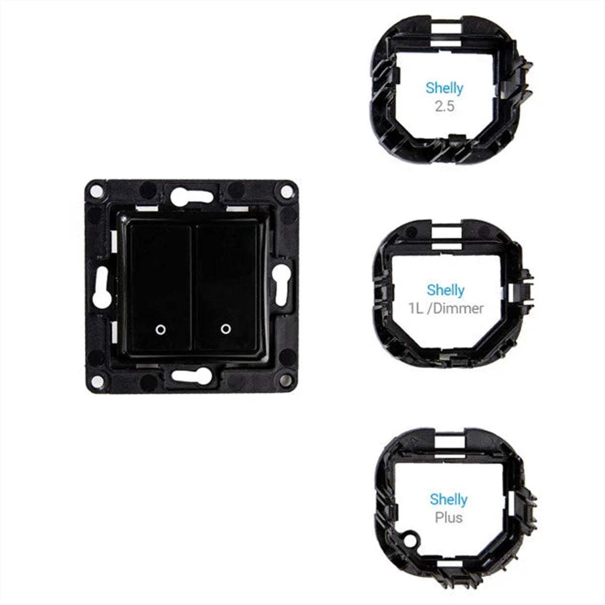 Shelly Wandschalter 2 – Smart-Taster – 2 Tasten – für Shelly 2,5, Shelly 1L, Shelly Dimmer 2 und andere – Schwarz