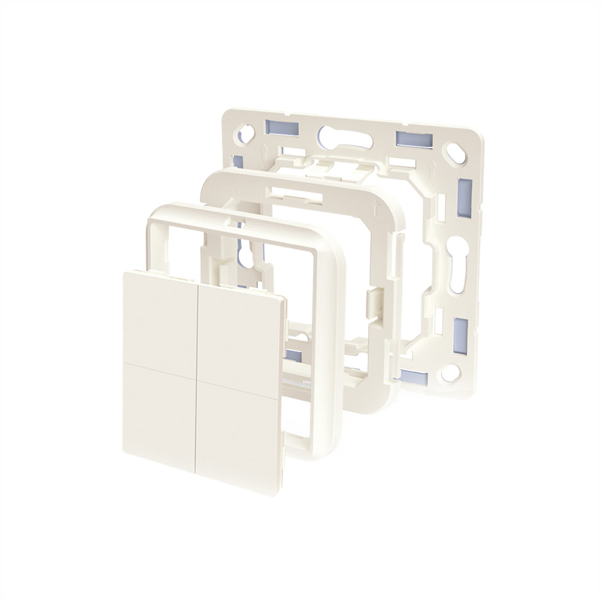 Shelly BLU Wandschalter 4 – Smart-Taster – Bluetooth, 4 Tasten – für Busch-Jaeger-Rahmen