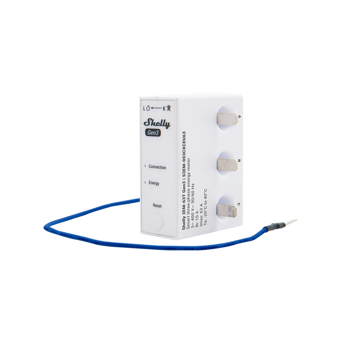 Shelly 3EM-63T Gen3 – Energiezähler – 3-Phasen, 63 A, 3 CT, WLAN/Bluetooth, DIN-Schiene