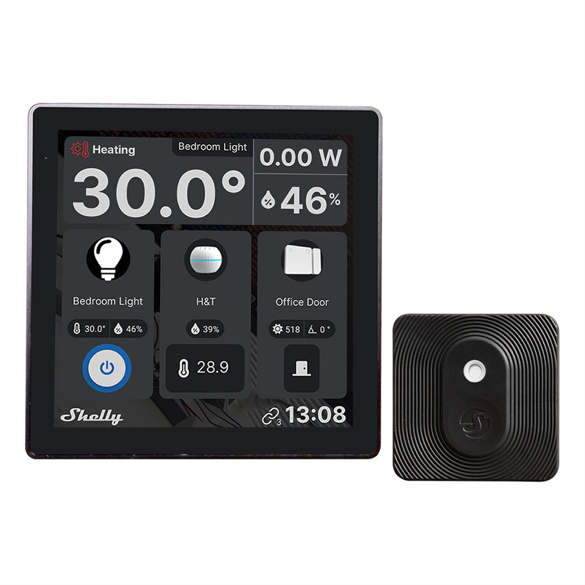 Shelly Smart-Display – 4,0" Display, Leistungsüberwachung, inkl. BLU H&T-Sensor – für Shelly-Geräte – Schwarz