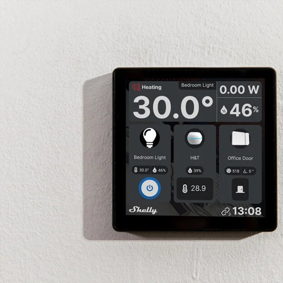 Shelly Smart-Display – 4,0" Display, Leistungsüberwachung, inkl. BLU H&T-Sensor – für Shelly-Geräte – Schwarz