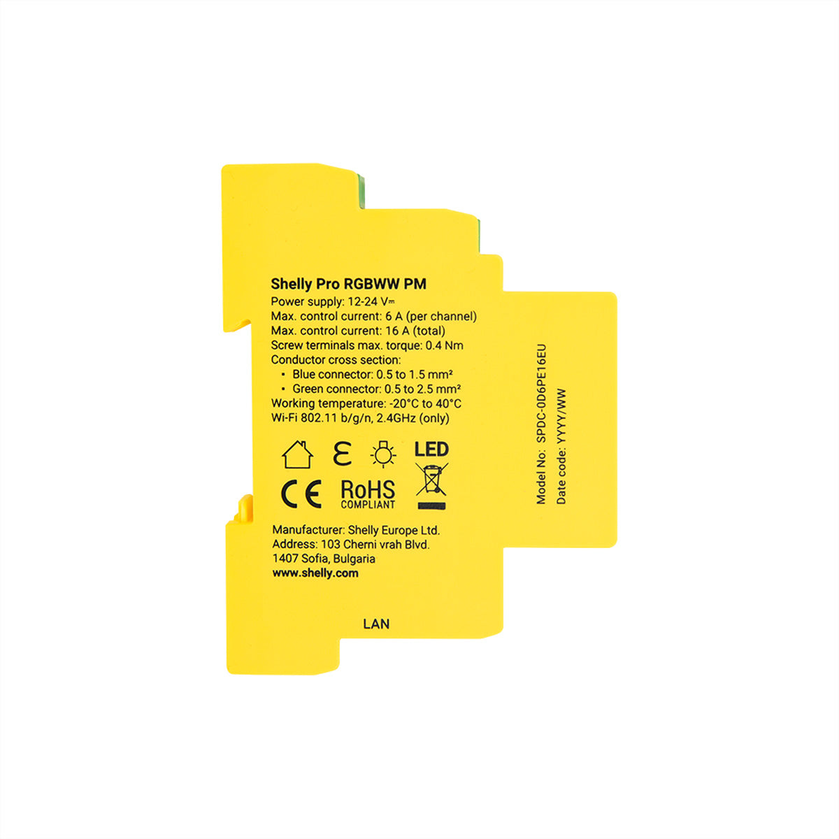 Shelly RGBWW RM – Zubehör – DIN-Schienen-LED-Controller – RGBWW, WLAN/Bluetooth – für Alexa, Google Assistant