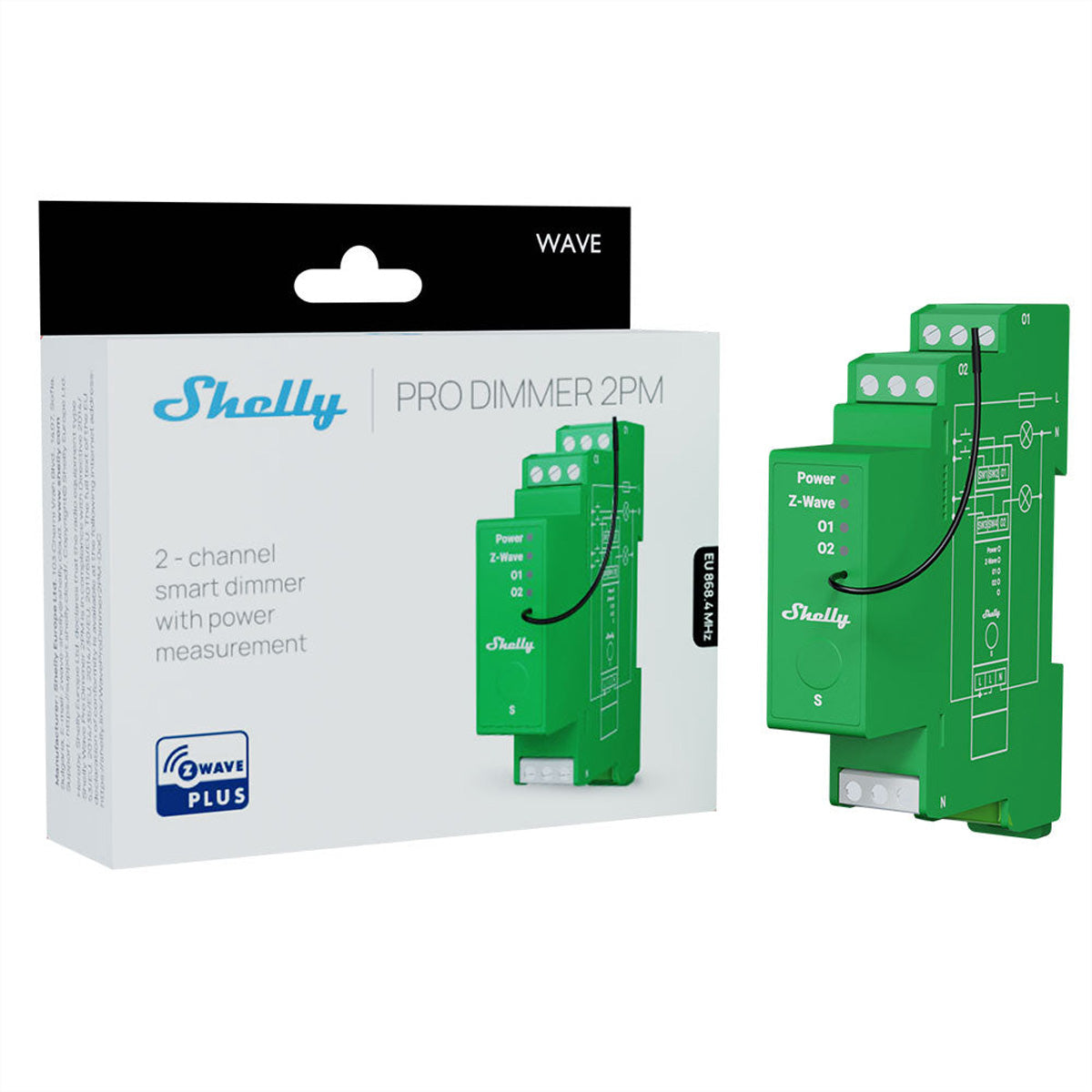 Shelly Wave Pro 2PM – Dimmaktor – 2 Kanäle, Leistungsmessung, Bluetooth