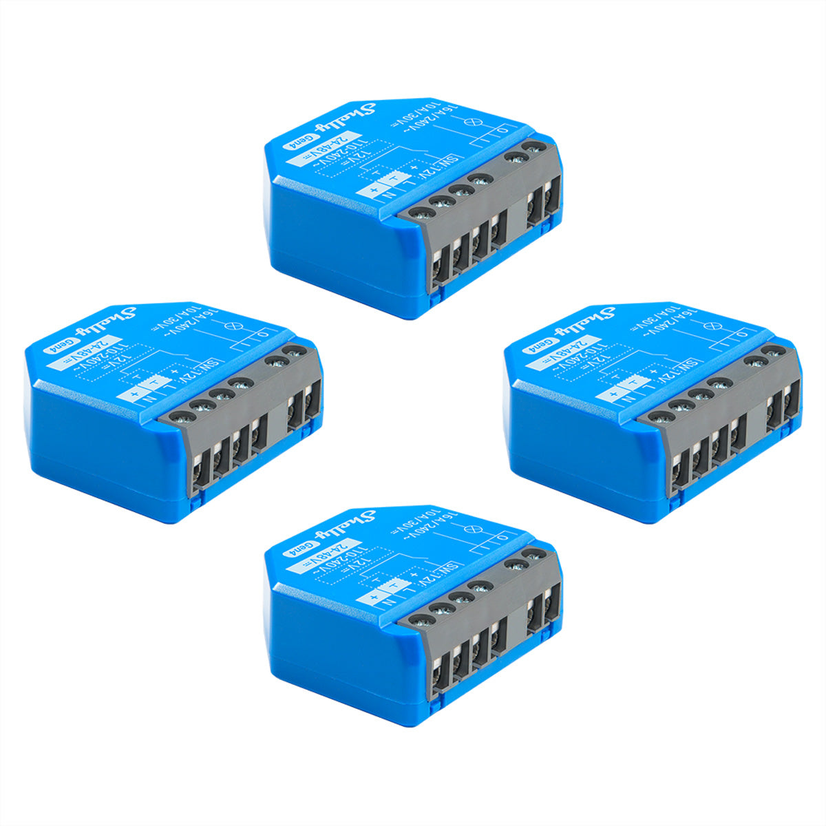 Shelly 1 Gen4 – Zubehör – Schaltaktor, WLAN, Bluetooth, Zigbee, Matter – 4er-Set